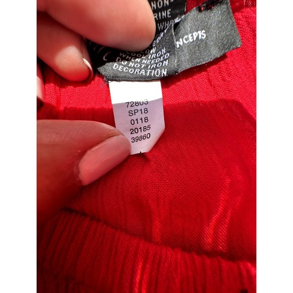 International Concepts Blouse Womens 2 Extra Large Red Trim Knit Lace Round Neck - Picture 7 of 10